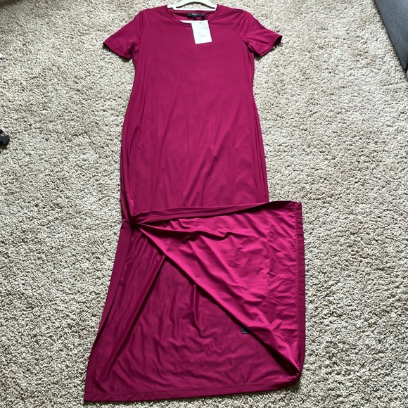 Theory, Electric Pink, Travel Short Sleeve Jersey Maxi Dress, Size S - Picture 3 of 8